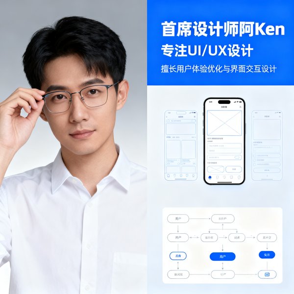 首席设计师阿Ken，擅长UI/UX